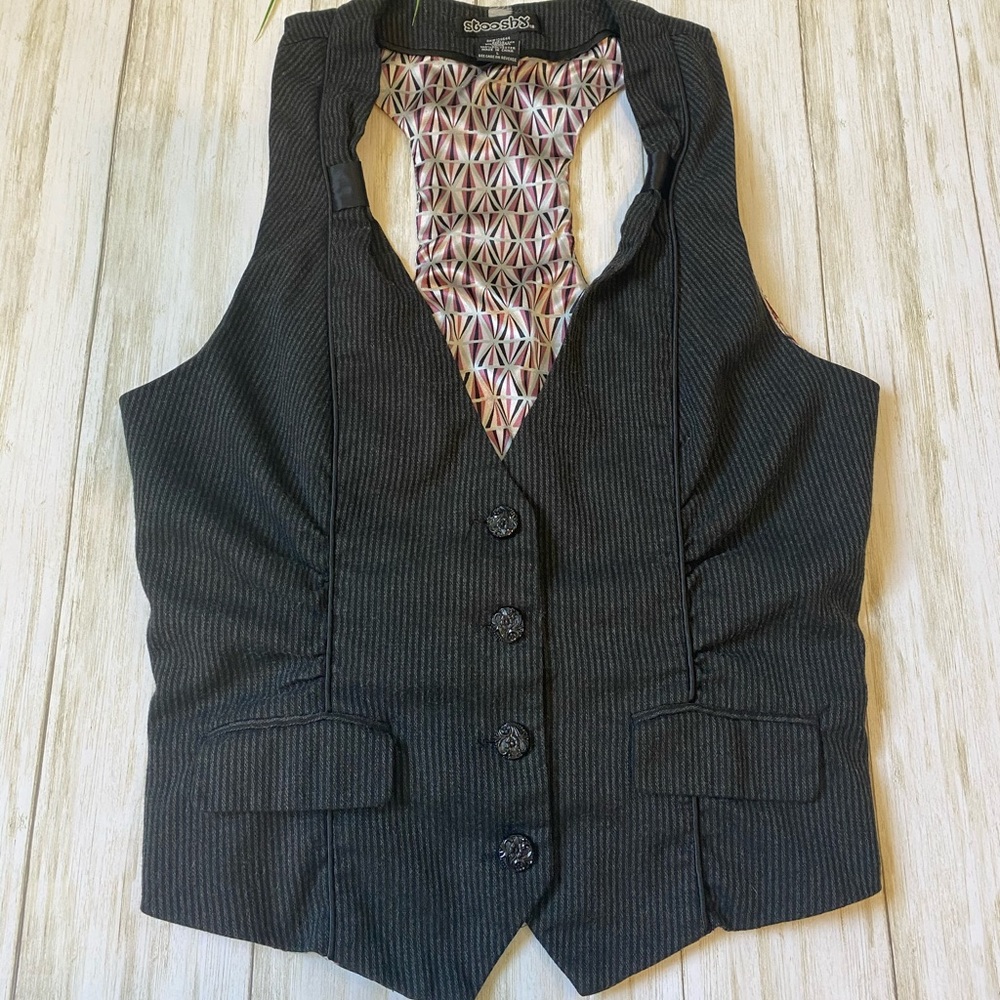Stooshy pin stripe vest large